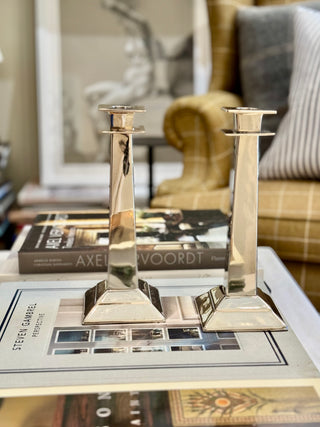 Silvertone Candlestick Holders