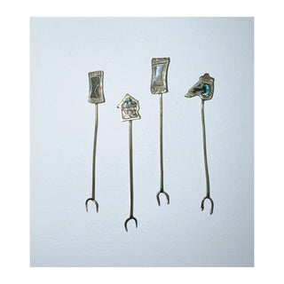 Vintage 1950s Abalone Cocktail Forks — Set of Four