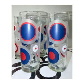 Set of Four Vintage Graphic Highball Glasses