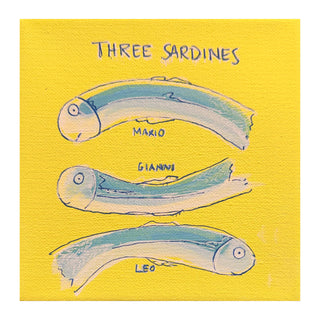 On Holiday, Three Sardines Yellow Mario Gianni Leo Painting