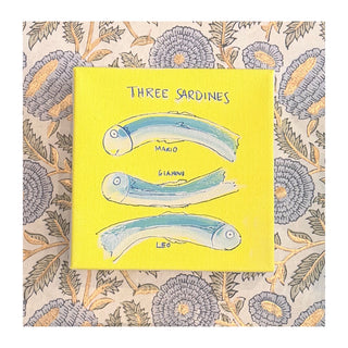 On Holiday, Three Sardines Yellow Mario Gianni Leo Painting