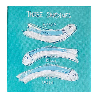 On Holiday, Three Sardines Turquoise Alessio Ricco Carlo Painting (Copy)