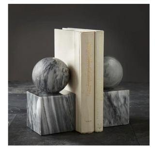 Grey Marble Ball Bookends