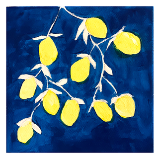 Lemons on the vine out the window at night in Capri X