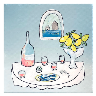 Rose with family in Capri at the window with a view III